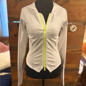 FP Movement by Free People Cream Jacket with Neon Yellow Zipper